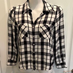 L'AGENCE Black And Ivory Button-down Long Sleeve Jacqueline Top Size XS